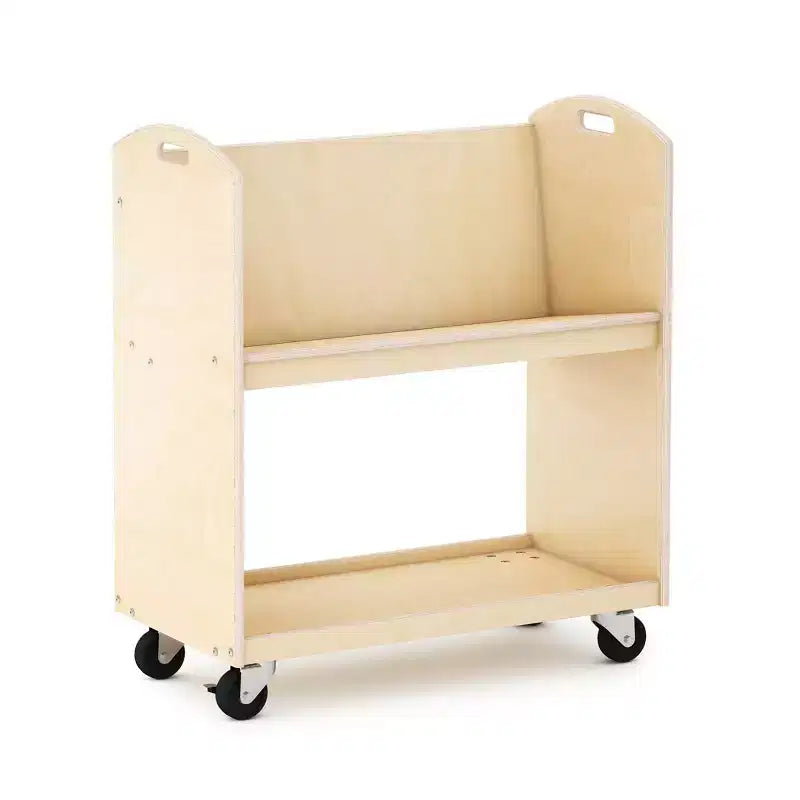 Guidecraft EdQ carrello porta libri su ruote per classe: espositore libreria in legno a 2 ripiani a lato singolo su ruote