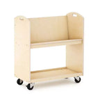 Guidecraft EdQ carrello porta libri su ruote per classe: espositore libreria in legno a 2 ripiani a lato singolo su ruote