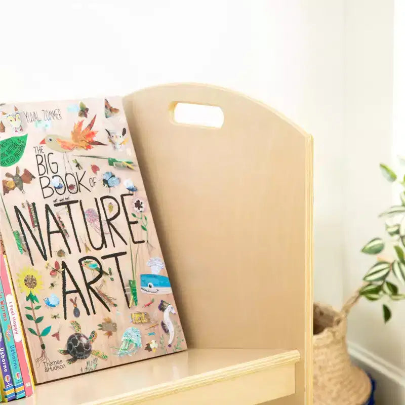 Guidecraft EdQ carrello porta libri su ruote per classe: espositore libreria in legno a 2 ripiani a lato singolo su ruote