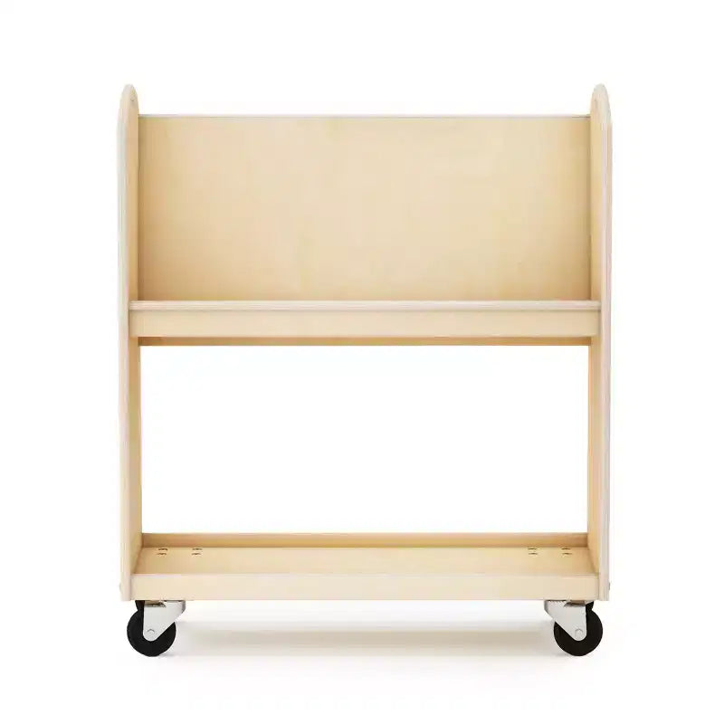 Guidecraft EdQ carrello porta libri su ruote per classe: espositore libreria in legno a 2 ripiani a lato singolo su ruote