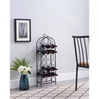 Kings Brand Furniture 23 Bottles Freestanding Floor Metal Wine Rack Stand, Liquor Bottle Holder Stand, Pewter