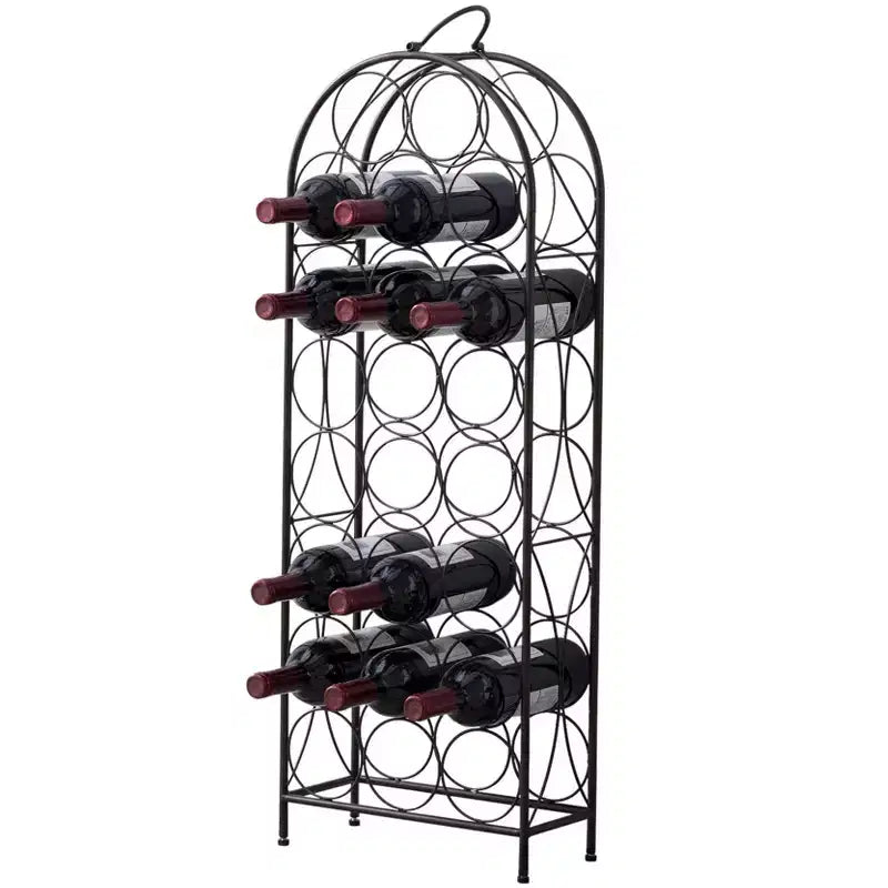 Kings Brand Furniture Scaffale Portabottiglie da Vino a Terra Indipendente in Metallo per 23 Bottiglie, Porta Bottiglie di Liquore, Peltro