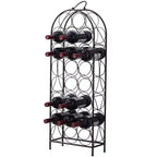 Kings Brand Furniture Scaffale Portabottiglie da Vino a Terra Indipendente in Metallo per 23 Bottiglie, Porta Bottiglie di Liquore, Peltro