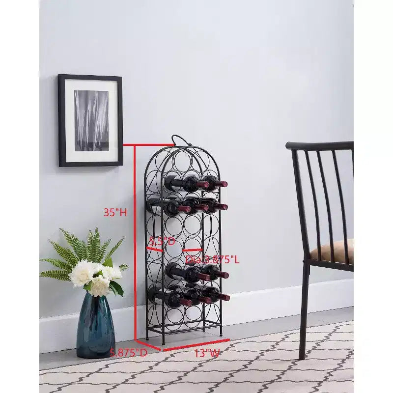 Kings Brand Furniture Scaffale Portabottiglie da Vino a Terra Indipendente in Metallo per 23 Bottiglie, Porta Bottiglie di Liquore, Peltro