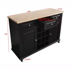 Kings Brand Furniture Madia Porta Bottiglie Tavolo Consolle da Portata con Contenitore, Nero