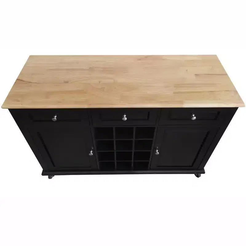 Kings Brand Furniture Madia Porta Bottiglie Tavolo Consolle da Portata con Contenitore, Nero