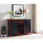 Kings Brand Furniture Madia Porta Bottiglie Tavolo Consolle da Portata con Contenitore, Nero