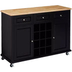 Kings Brand Furniture Madia Porta Bottiglie Tavolo Consolle da Portata con Contenitore, Nero