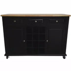 Kings Brand Furniture Madia Porta Bottiglie Tavolo Consolle da Portata con Contenitore, Nero