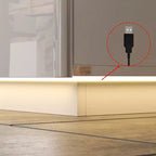 Mobile TV moderno lucido Famapy con cassetti e striscia luminosa inferiore per TV