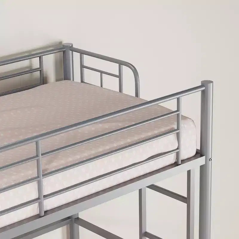 VECELO Letto a Soppalco Singolo in Metallo con Scaletta Rimovibile e Spondina di Sicurezza