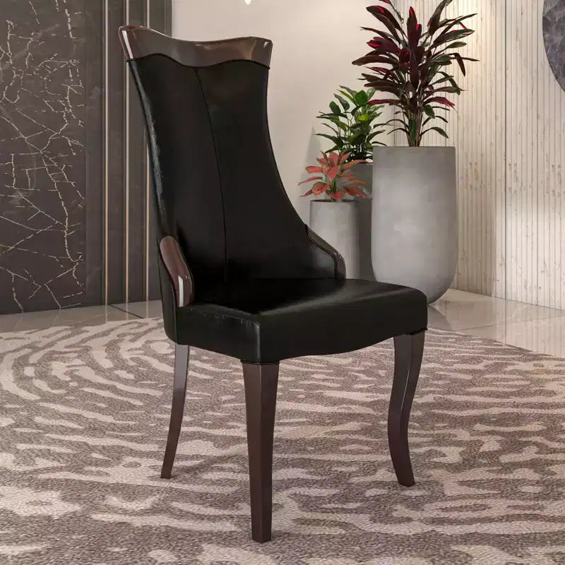 Sedia da pranzo LeisureMod imbottita in pelle/velluto, comoda sedia da cucina con gambe in legno di caucciù, serie Novara, set da 4