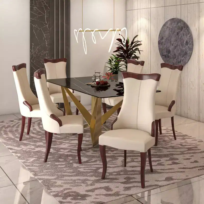 Sedia da pranzo LeisureMod imbottita in pelle/velluto, comoda sedia da cucina con gambe in legno di caucciù, serie Novara, set da 4