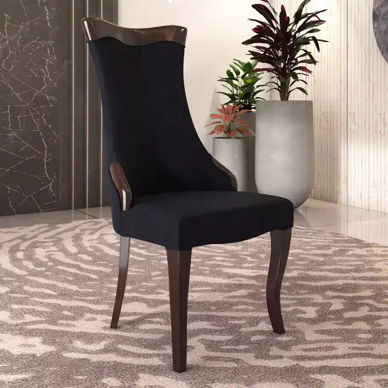 Sedia da pranzo LeisureMod imbottita in pelle/velluto, comoda sedia da cucina con gambe in legno di caucciù, serie Novara, set da 4