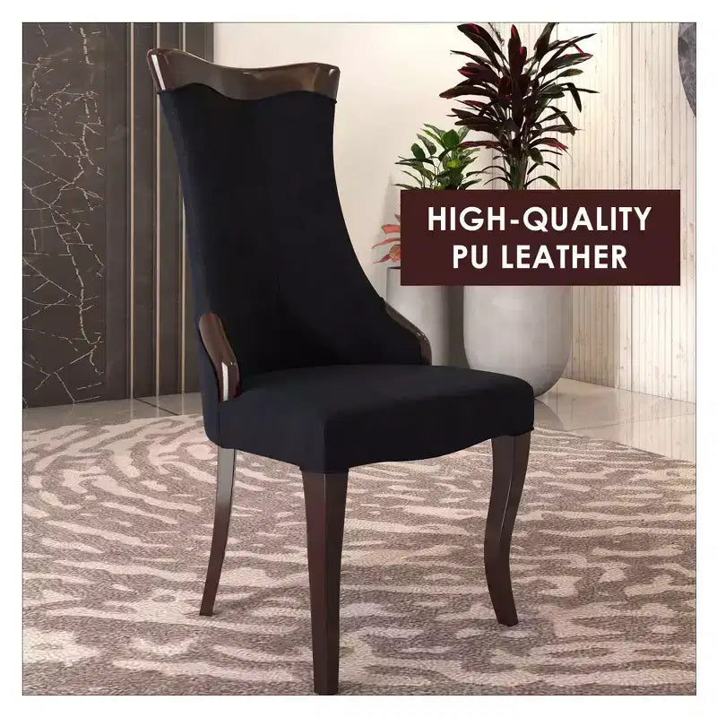 Sedia da pranzo LeisureMod imbottita in pelle/velluto, comoda sedia da cucina con gambe in legno di caucciù, serie Novara, set da 4
