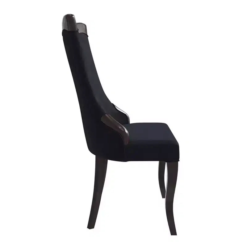Sedia da pranzo LeisureMod imbottita in pelle/velluto, comoda sedia da cucina con gambe in legno di caucciù, serie Novara, set da 4