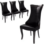 LeisureMod Dining Chair Upholstered in Leather/Velvet Cozy Accent Kitchen Chair with Rubberwood Legs Novara Series Set of 4