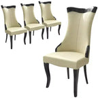 Sedia da pranzo LeisureMod imbottita in pelle/velluto, comoda sedia da cucina con gambe in legno di caucciù, serie Novara, set da 4