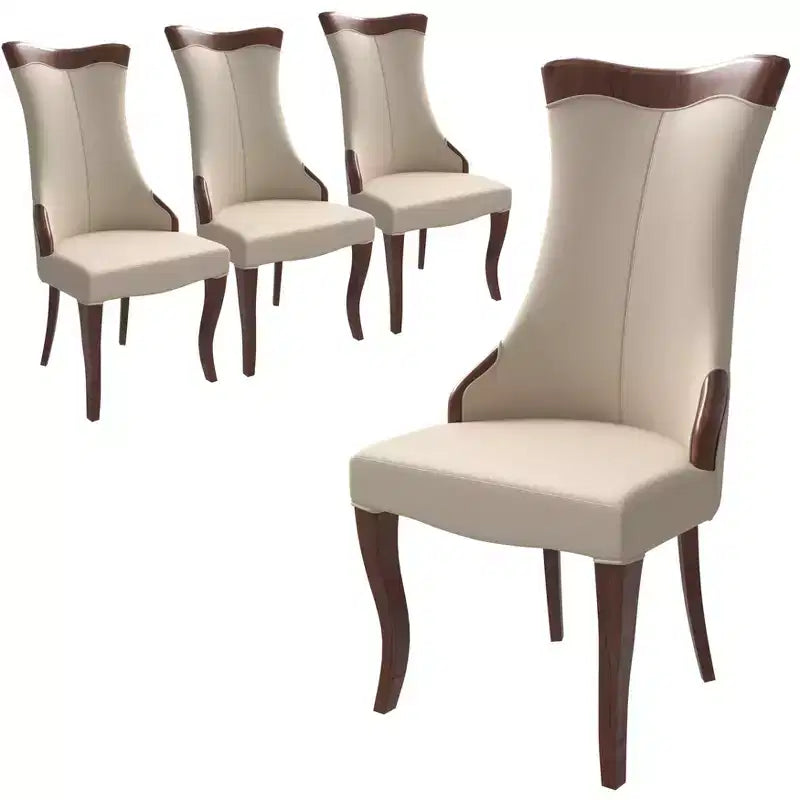 Sedia da pranzo LeisureMod imbottita in pelle/velluto, comoda sedia da cucina con gambe in legno di caucciù, serie Novara, set da 4