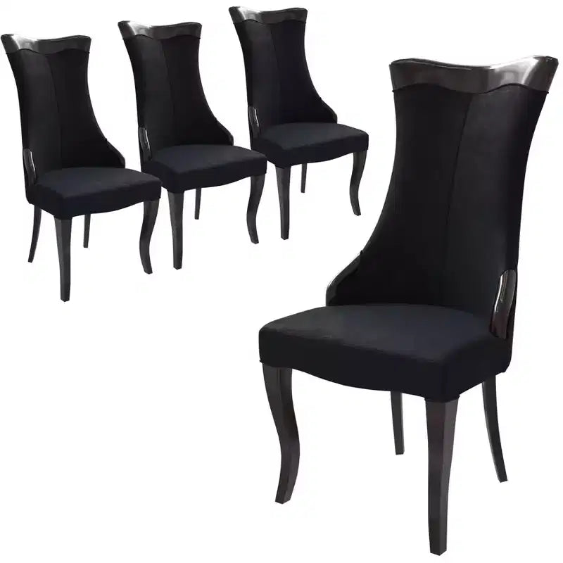 Sedia da pranzo LeisureMod imbottita in pelle/velluto, comoda sedia da cucina con gambe in legno di caucciù, serie Novara, set da 4