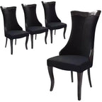 Sedia da pranzo LeisureMod imbottita in pelle/velluto, comoda sedia da cucina con gambe in legno di caucciù, serie Novara, set da 4