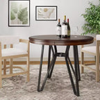 Christopher Knight Home Tavolo Wedy Rotondo 46,85 a 4 Posti Altezza Bancone con Gambe a Forcina