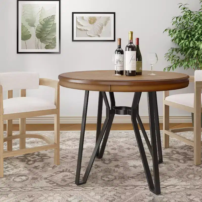 Christopher Knight Home Tavolo Wedy Rotondo 46,85 a 4 Posti Altezza Bancone con Gambe a Forcina