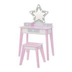 Set da toeletta in legno Fantasy Fields Little Princess Star per bambini con specchio LED e sgabello
