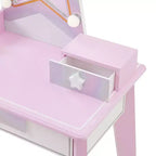 Set da toeletta in legno Fantasy Fields Little Princess Star per bambini con specchio LED e sgabello