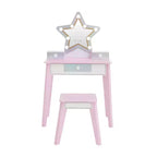 Set da toeletta in legno Fantasy Fields Little Princess Star per bambini con specchio LED e sgabello