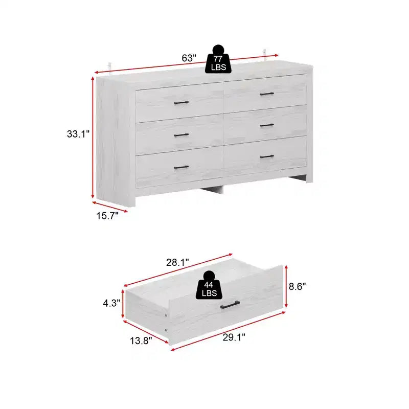 Cassettiera Famapy con Sei Cassetti Effetto Legno e Maniglie Nere per Soggiorno