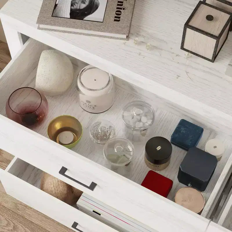 Cassettiera Famapy con Sei Cassetti Effetto Legno e Maniglie Nere per Soggiorno