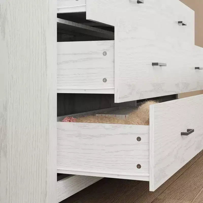 Cassettiera Famapy con Sei Cassetti Effetto Legno e Maniglie Nere per Soggiorno