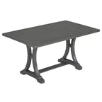 Set da pranzo Whisen in stile rustico, 6 pezzi con 4 sedie imbottite e panca per sala da pranzo