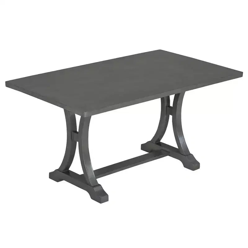 Set da pranzo Whisen in stile rustico, 6 pezzi con 4 sedie imbottite e panca per sala da pranzo