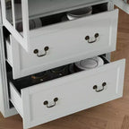 Famapy 31.5'' L Libreria con ante in vetro, vetrina, organizer in legno per dispensa