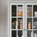 Famapy 31.5'' L Libreria con ante in vetro, vetrina, organizer in legno per dispensa