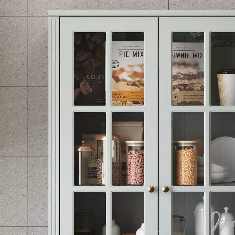 Famapy 31.5'' L Libreria con ante in vetro, vetrina, organizer in legno per dispensa