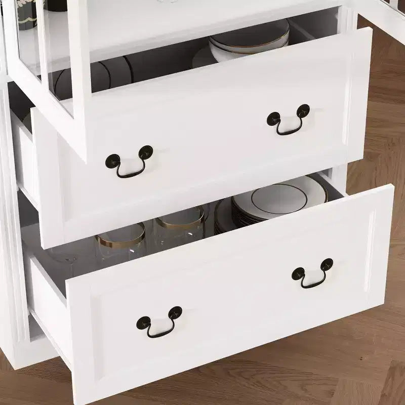 Famapy 31.5'' L Libreria con ante in vetro, vetrina, organizer in legno per dispensa