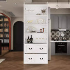 Famapy 31.5'' L Libreria con ante in vetro, vetrina, organizer in legno per dispensa