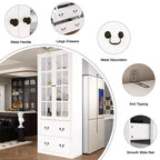 Famapy 31.5'' L Libreria con ante in vetro, vetrina, organizer in legno per dispensa