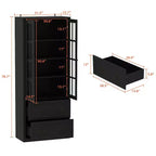 Famapy 31.5'' L Libreria con ante in vetro, vetrina, organizer in legno per dispensa