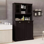 AndMakers, armadietto portabiancheria autoportante nero da 83 cm (L) x 37 cm (P) x 152 cm (A) con ante basculanti e ripiani regolabili
