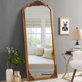 PexFix 70x30 Solid wood carved right-angle slightly arched golden full-length mirror