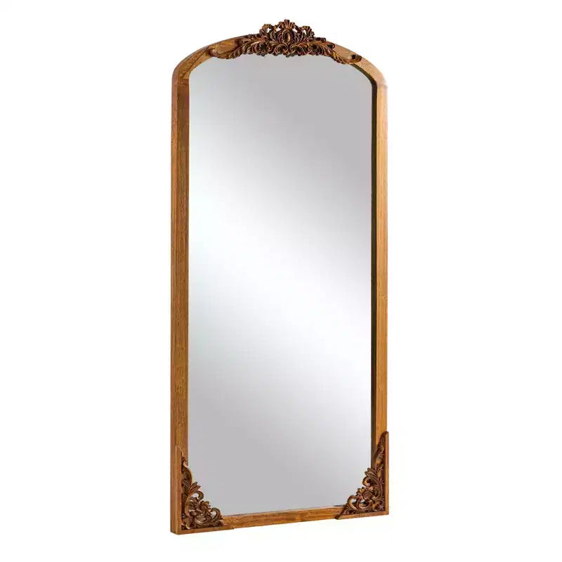 Specchio a figura intera PexFix 70x30 in legno massello scolpito, ad angolo retto, leggermente arcuato, color oro