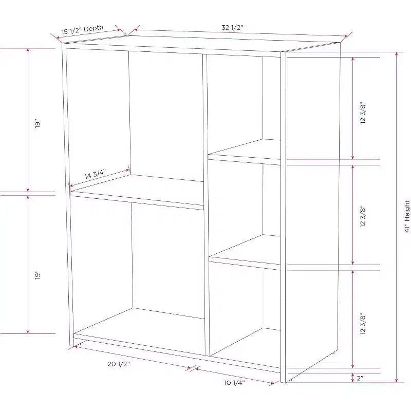 Kings Brand Furniture - Moreno 5 - Libreria con ripiani a cubo in legno aperti, organizer, grigio/bianco