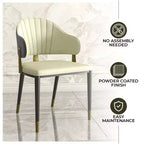 LeisureMod Aria Sedie da pranzo moderne set da 4, rivestite in pelle PU, gambe in metallo, sedute comode per cucina e sala da pranzo