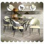 LeisureMod Aria Sedie da pranzo moderne set da 4, rivestite in pelle PU, gambe in metallo, sedute comode per cucina e sala da pranzo