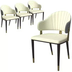 LeisureMod Aria Sedie da pranzo moderne set da 4, rivestite in pelle PU, gambe in metallo, sedute comode per cucina e sala da pranzo