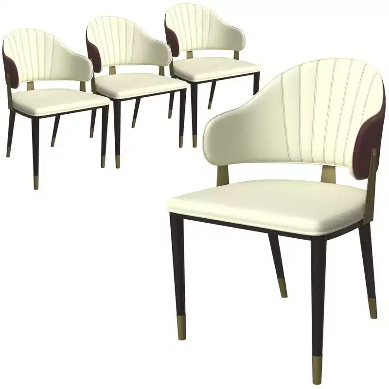 LeisureMod Aria Sedie da pranzo moderne set da 4, rivestite in pelle PU, gambe in metallo, sedute comode per cucina e sala da pranzo